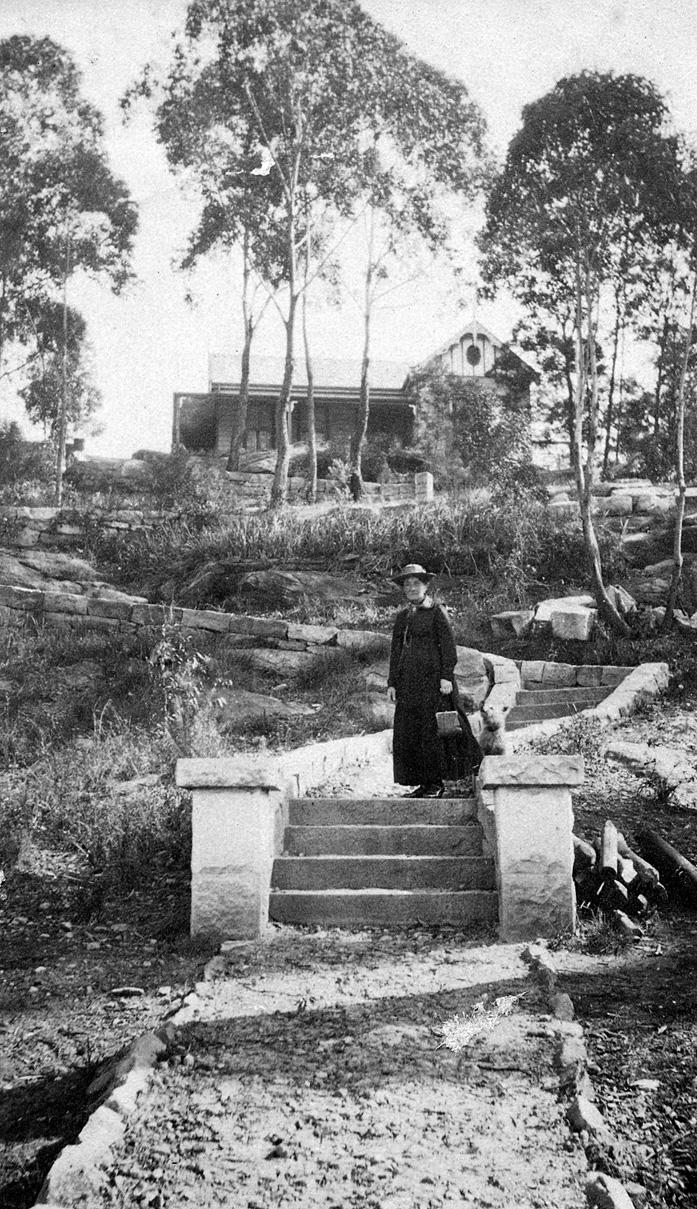 The historic Glenlee homestead seen from the stone garden steps